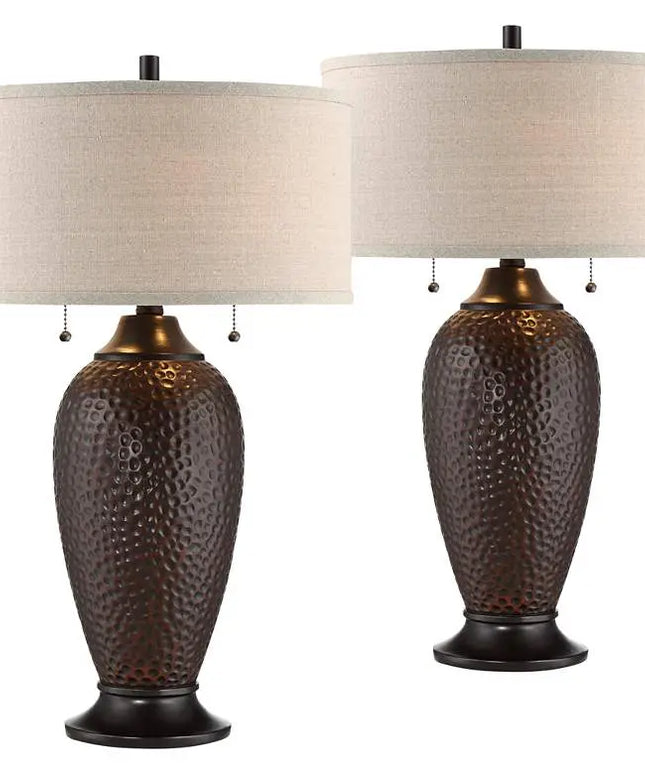 360 Lighting Cody 26" Hammered Oiled Bronze Table Lamps Set of 2 360 Lightning