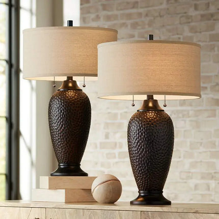 360 Lighting Cody 26" Hammered Oiled Bronze Table Lamps Set of 2 360 Lightning
