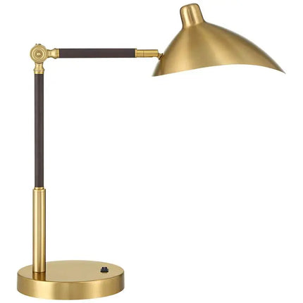 360 Lighting Colborne 28" Leather Wrap Brass Mid-Century Desk Lamp 360 Lightning