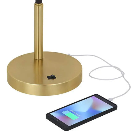 360 Lighting Colborne 28" Leather Wrap Brass Mid-Century Desk Lamp 360 Lightning