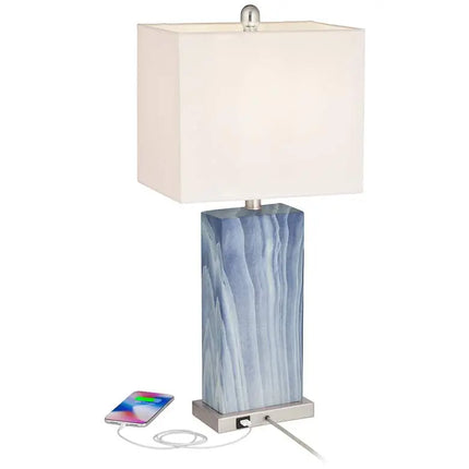 360 Lighting Connie 25" Blue USB Table Lamps with Dimmers Set of 2 360 Lightning