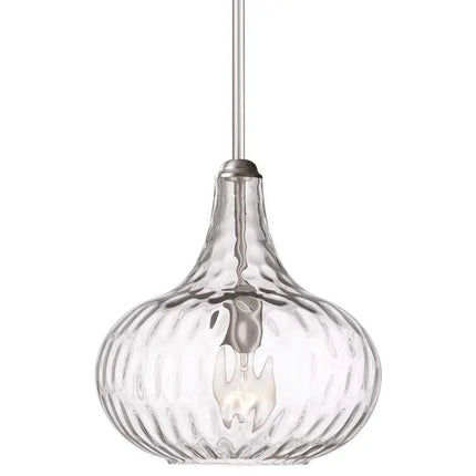 360 Lighting Cora 11" Wide Modern Nickel and Textured Glass Pendant 360 Lightning