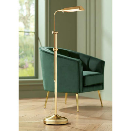 360 Lighting Culver Adjustable Height Aged Brass Pharmacy LED Floor Lamp