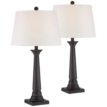 360 Lighting Dolbey 28" Black Bronze Column Table Lamps Set of 2 360 Lightning