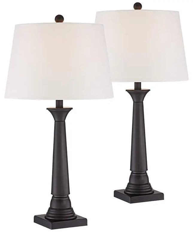 360 Lighting Dolbey 28" Black Bronze Column Table Lamps Set of 2 360 Lightning