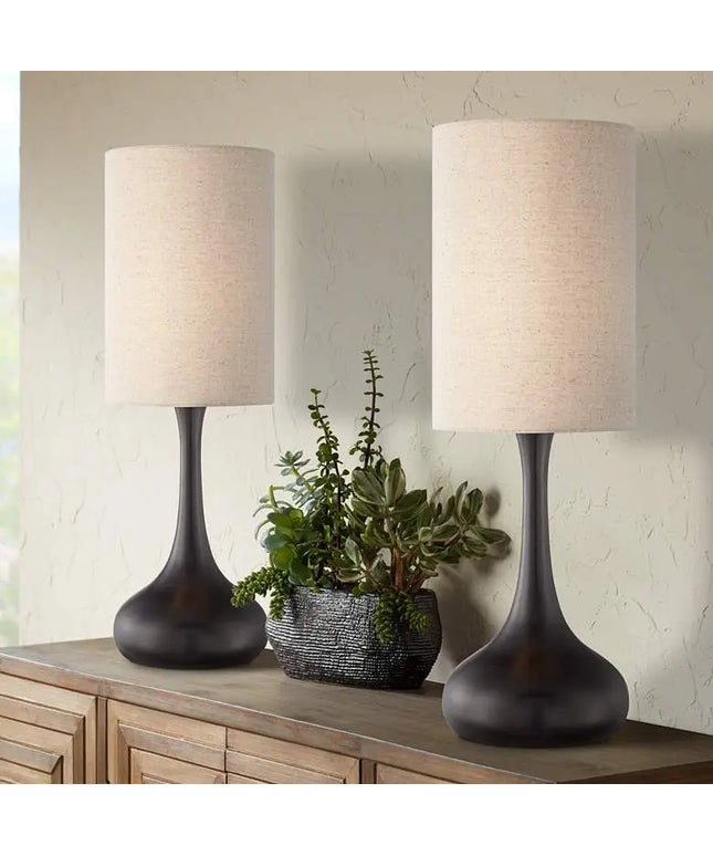 360 Lighting Espresso Bronze 24 1/2" Droplet Table Lamps Set of 2 360 Lightning