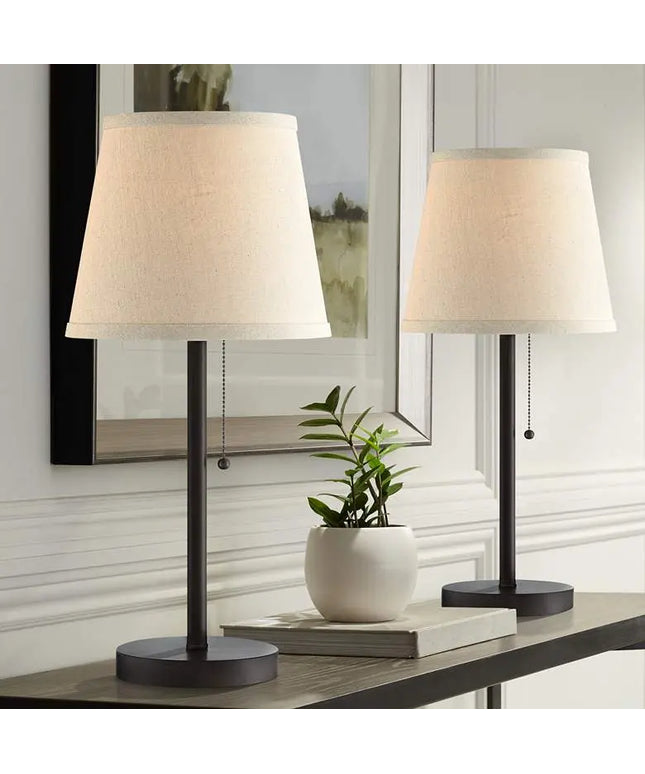 360 Lighting Flesner 20" Bronze USB and Outlet Table Lamps Set of 2 360 Lightning