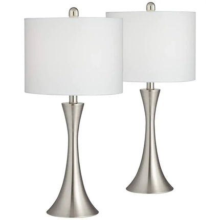 360 Lighting Gerson Brushed Nickel LED Table Lamps with Dimmers Set of 2 360 Lightning
