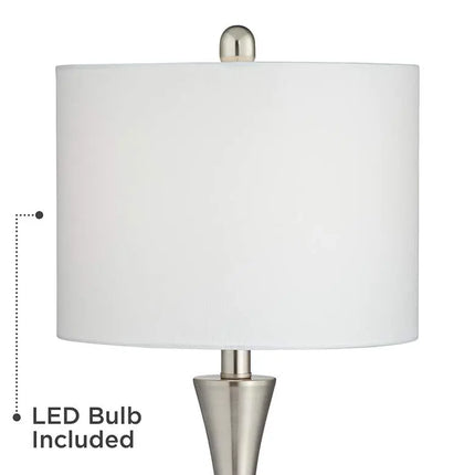 360 Lighting Gerson Brushed Nickel LED Table Lamps with Dimmers Set of 2 360 Lightning