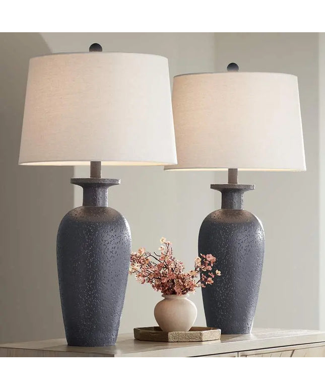 360 Lighting Glenwood 28" Charcoal Gray Table Lamps Set of 2 360 Lightning