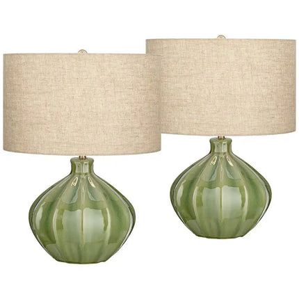 360 Lighting Gordy 20 1/2" Green Ceramic Accent Table Lamps Set of 2 360 Lightning