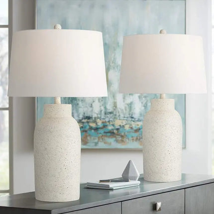 360 Lighting Jaime 27 1/2" Faux White Sandstone Table Lamps Set of 2 360 Lightning