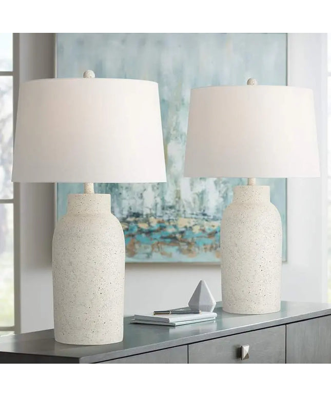 360 Lighting Jaime 27 1/2" Faux White Sandstone Table Lamps Set of 2 360 Lightning