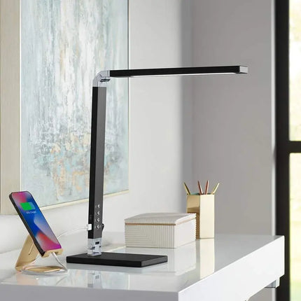 360 Lighting Jett 16 1/2" Black Modern LED Desk Lamp with USB Port 360 Lightning