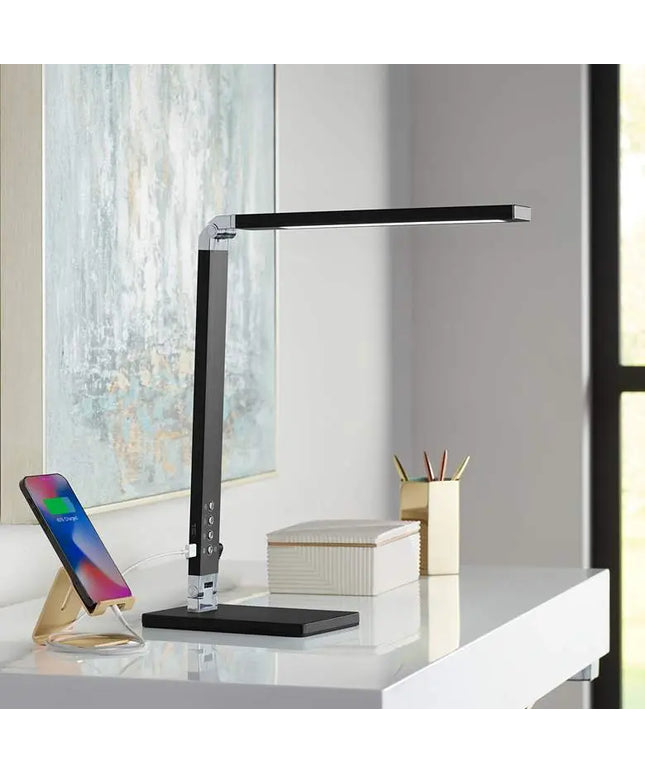 360 Lighting Jett 16 1/2" Black Modern LED Desk Lamp with USB Port 360 Lightning