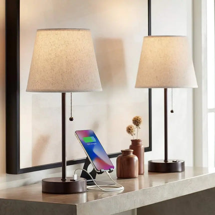 360 Lighting Justin 18 1/4" High Bronze USB Table Lamps Set of 2 360 Lightning