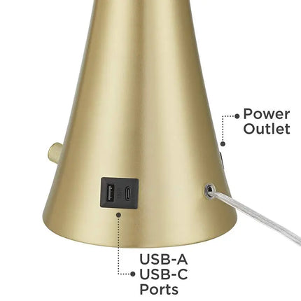 360 Lighting Karl 27 1/2" Modern Gold USB Table Lamps Set of 2 360 Lightning