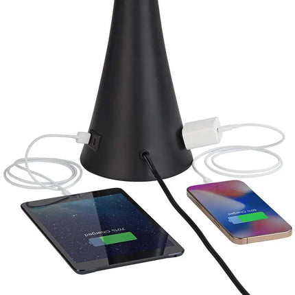 360 Lighting Karl 28 1/4" Black Finish Outlet-USB Table Lamps Set of 2 360 Lightning