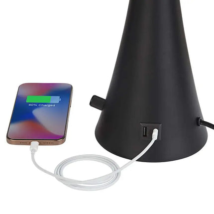 360 Lighting Karl 28 1/4" Black Finish Outlet-USB Table Lamps Set of 2 360 Lightning