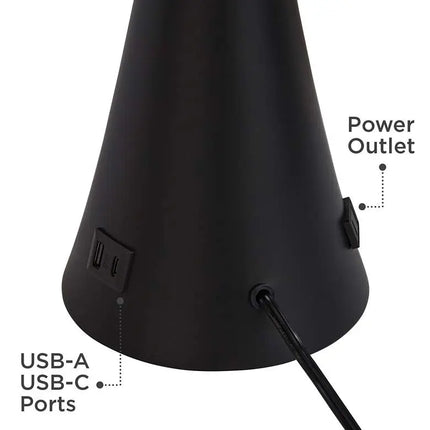 360 Lighting Karl 28 1/4" Black Finish Outlet-USB Table Lamps Set of 2 360 Lightning