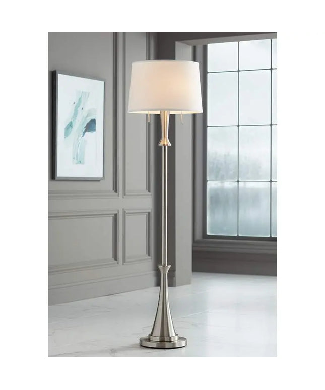360 Lighting Karl 63 3/4" High Luxe Modern Brushed Nickel Floor Lamp 360 Lightning