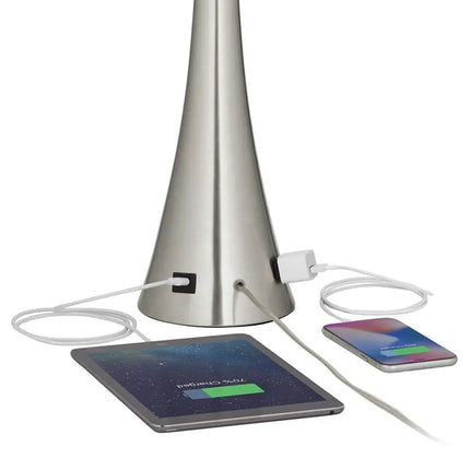 360 Lighting Karl Brushed Nickel USB Lamps Set of 2 with Full Range Dimmers 360 Lightning