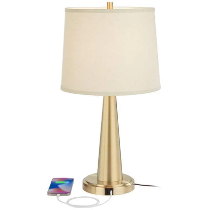 360 Lighting Karla 25" Brass Finish Modern USB Table Lamps Set of 2 360 Lightning