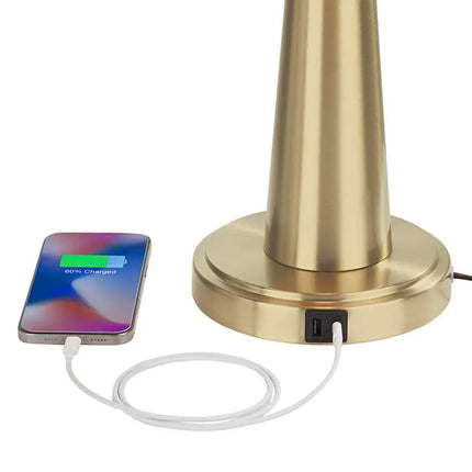 360 Lighting Karla 25" Brass Finish Modern USB Table Lamps Set of 2 360 Lightning