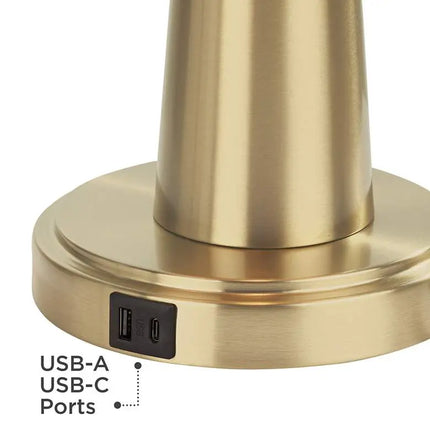 360 Lighting Karla 25" Brass Finish Modern USB Table Lamps Set of 2 360 Lightning