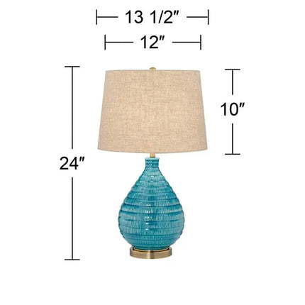 360 Lighting Kayley 24" High Modern Blue Ceramic Table Lamps Set of 2 360 Lightning