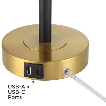 360 Lighting Lenore Adjustable Height Black and Gold USB Lamps Set of 2 360 Lightning