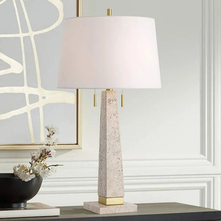 360 Lighting Lorena 29 1/4" Modern Brass and Sandstone Table Lamp 360 Lightning
