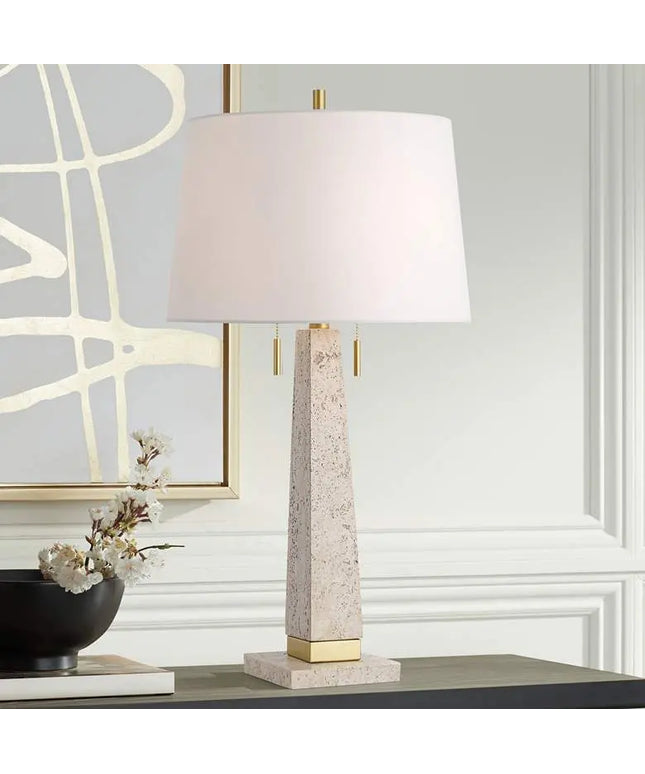 360 Lighting Lorena 29 1/4" Modern Brass and Sandstone Table Lamp 360 Lightning