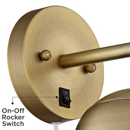 360 Lighting Luna Antique Brass Globe Plug-In Wall Lamps Set of 2 360 Lighting