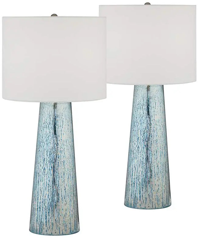 360 Lighting Marcus 30" Tapered Column Mercury Glass Lamps Set of 2 360 Lightning