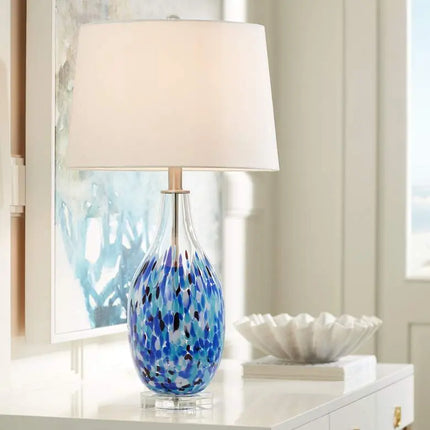 360 Lighting Marnie 27 3/4" Blue Art Glass Modern Table Lamp 360 Lightning