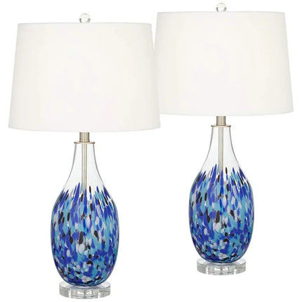 360 Lighting Marnie 27 3/4" Blue Art Glass Table Lamps Set of 2 360 Lightning