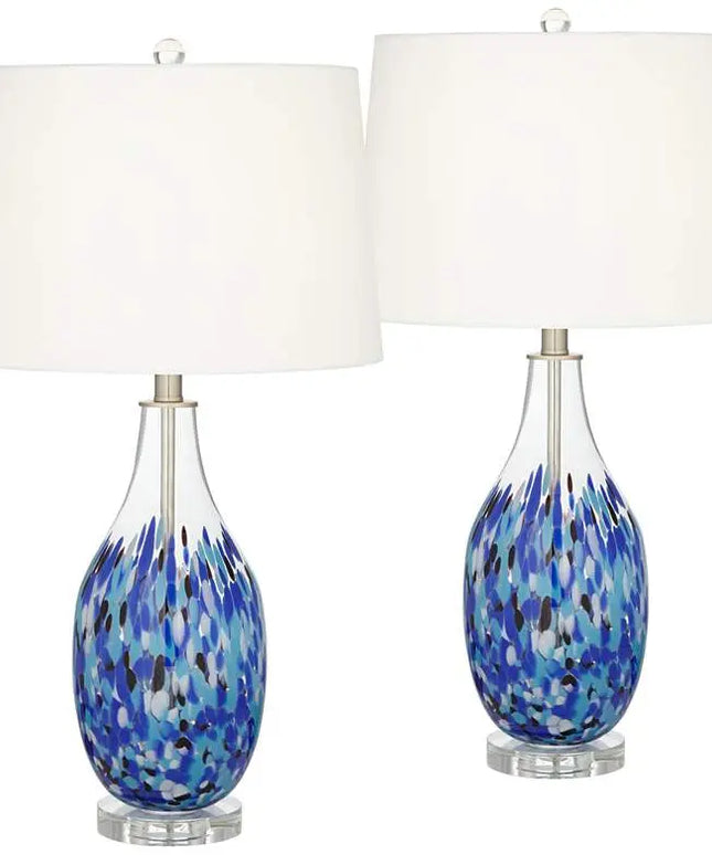 360 Lighting Marnie 27 3/4" Blue Art Glass Table Lamps Set of 2 360 Lightning