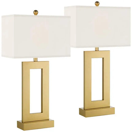 360 Lighting Marshall Modern Luxe Gold Open Rectangle Table Lamps Set of 2 360 Lightning
