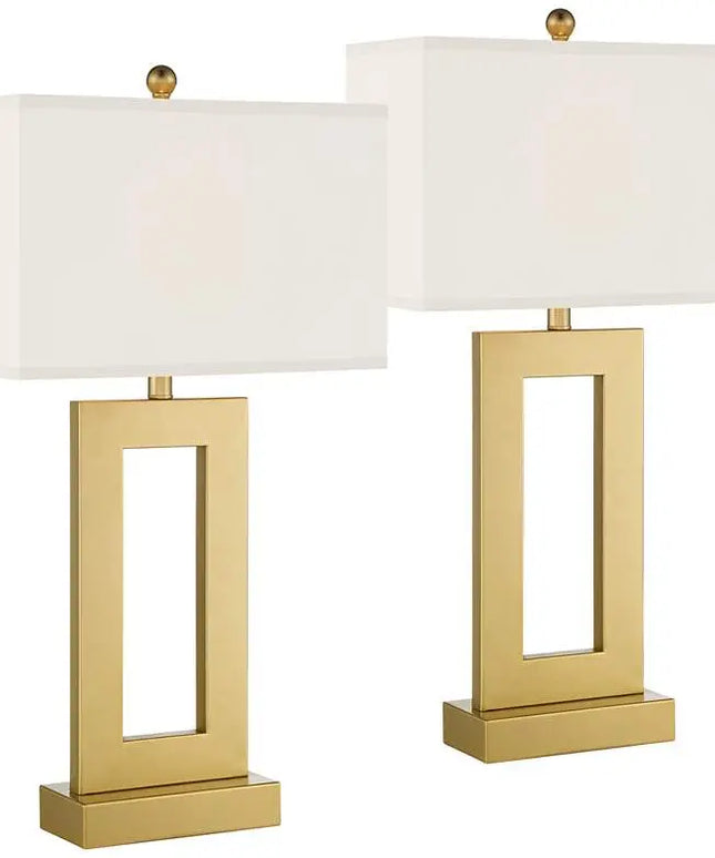 360 Lighting Marshall Modern Luxe Gold Open Rectangle Table Lamps Set of 2 360 Lightning