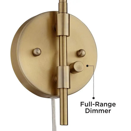 360 Lighting Marybel Antique Brass Plug-In Swing Arm Wall Lamps Set of 2 360 Lighting