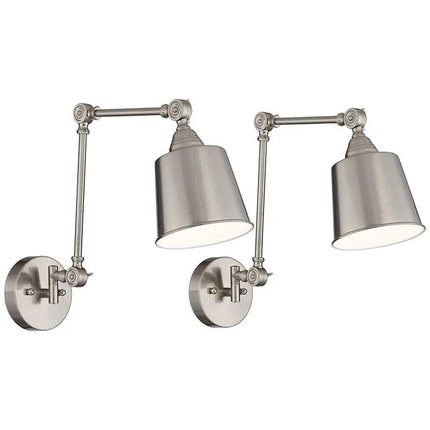 360 Lighting Mendes Adjustable Brushed Nickel Hardwire Wall Lamps Set of 2 360 Lighting