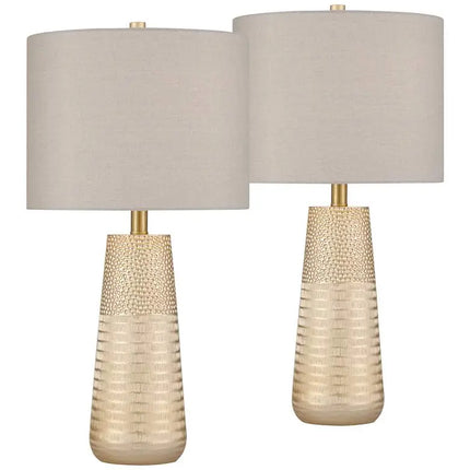 360 Lighting Mira 25 1/4" Textured Gold Modern Table Lamps Set of 2 360 Lightning