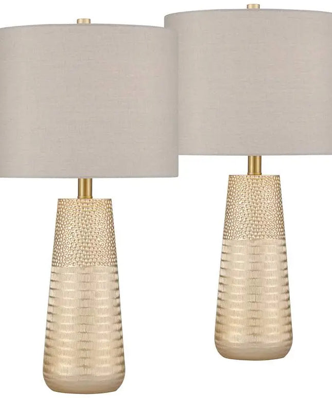 360 Lighting Mira 25 1/4" Textured Gold Modern Table Lamps Set of 2 360 Lightning