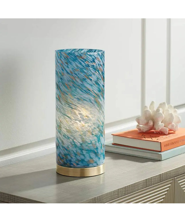 360 Lighting Nikki 13 1/2" High Coastal Modern Blue Glass Accent Lamp 360 Lightning