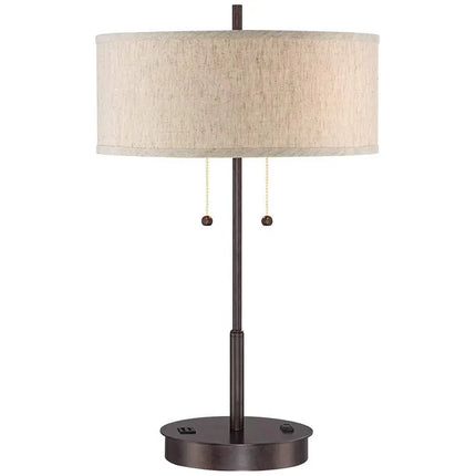 360 Lighting Nikola 23 1/2" Bronze Outlet and USB Ports Table Lamp 360 Lightning