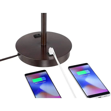 360 Lighting Nikola 23 1/2" Bronze Outlet and USB Ports Table Lamp 360 Lightning