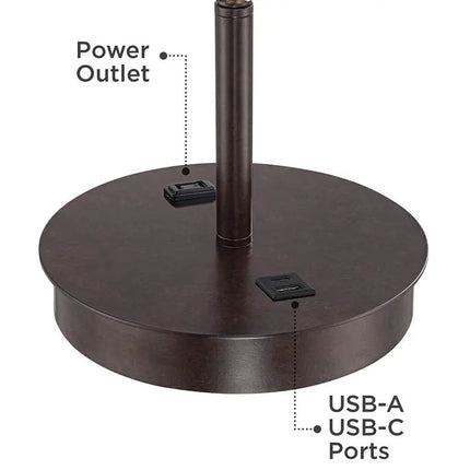 360 Lighting Nikola 23 1/2" Bronze Outlet and USB Ports Table Lamp 360 Lightning