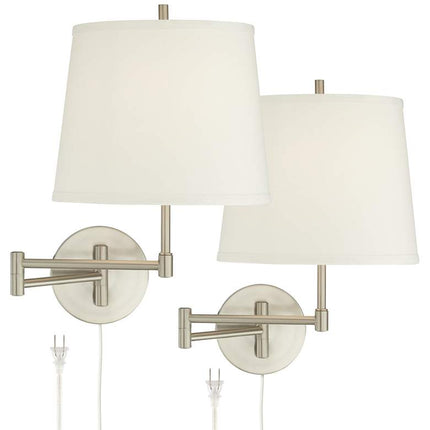 360 Lighting Oray Brushed Nickel Swing Arm Plug-In Wall Lamps Set of 2