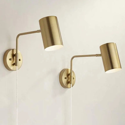 360 Lighting Patt Brushed Brass Swing Arm Plug-In Wall Lamps Set of 2 360 Lighting